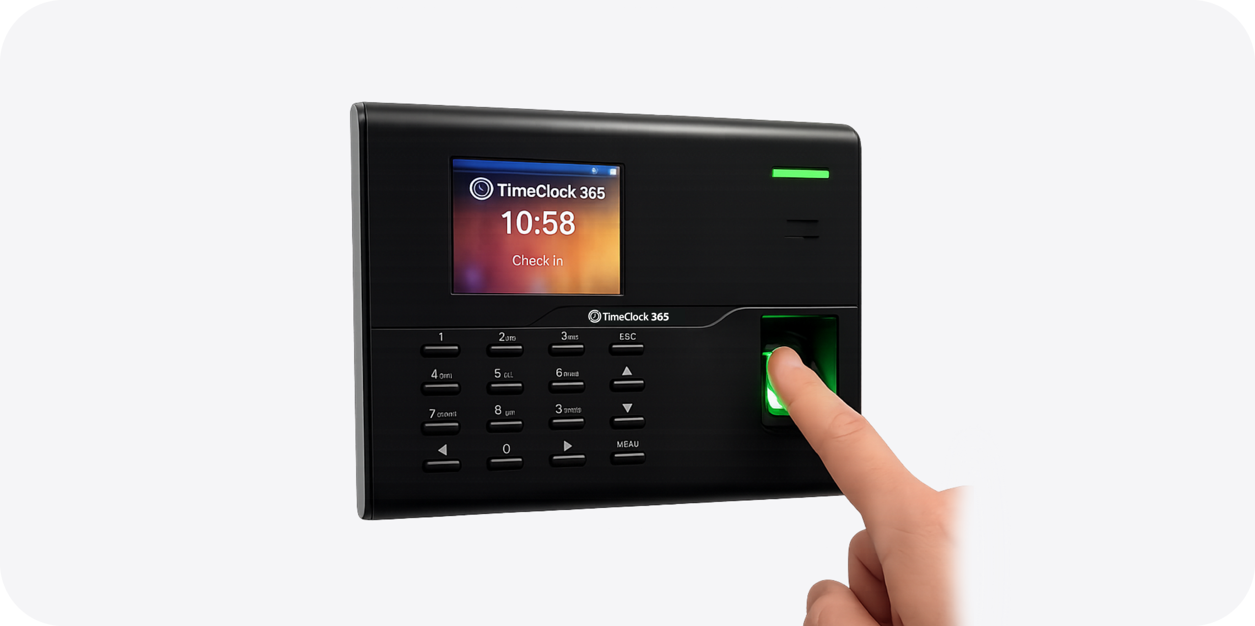 שעון נוכחות ביומטרי TimeClock 365 — טביעת אצבע ו-RFID